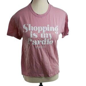 HBO Womens Graphic T Shirt Shopping Is My Cardio Slogan Pink Short Sleeve XS
